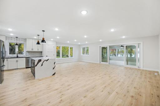 Large & Open Main floor. Kitchen, dining , living room & 4 season porch