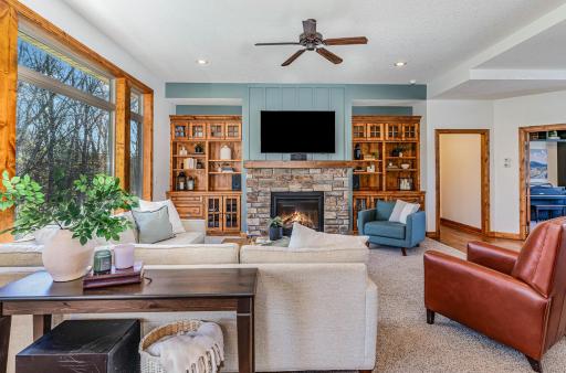 Great room also has Alderwood built-ins & a stone gas fireplace.
