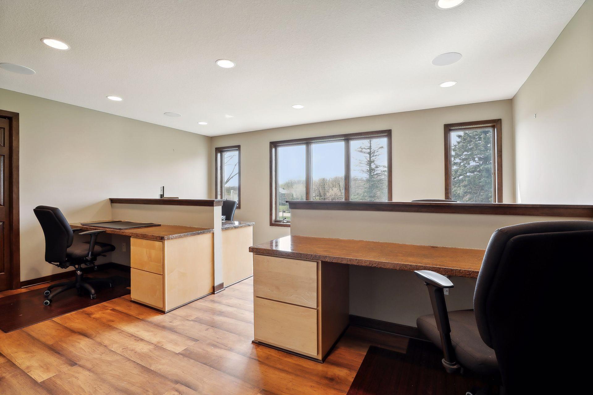 Work from home, manage a business?! This Loft in garage is currently setup for you! An incredible space in the outbuilding offers potential to create a flex area based on your personal needs at well. Large windows, great storage closets as well!