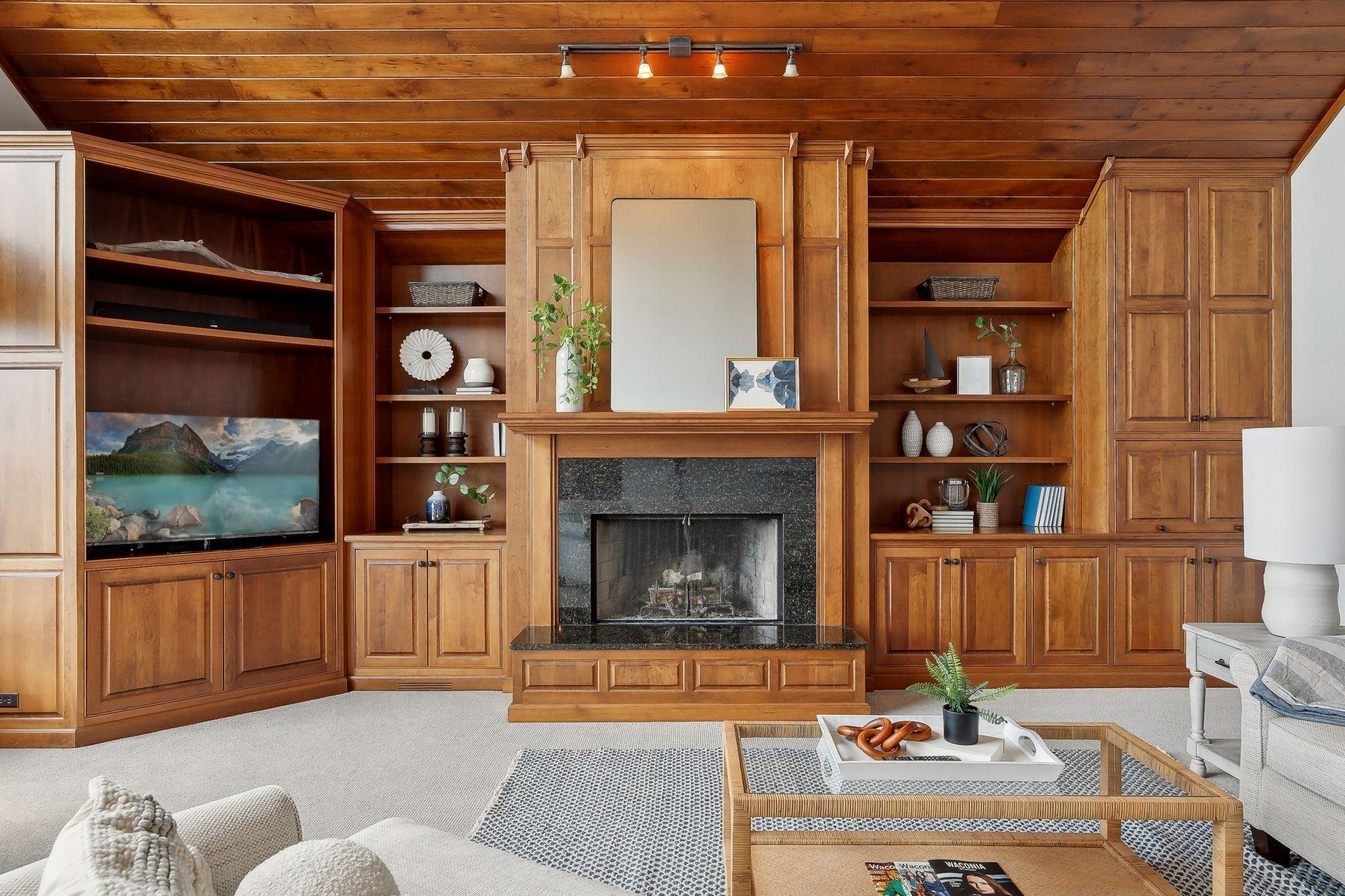 3 fireplaces throughout.