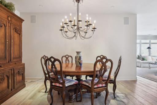 The dining area provides space for larger gatherings
