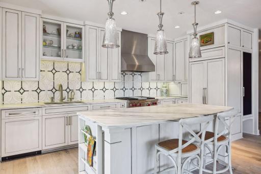 The kitchen offers all the bells and whistles, a chef's dream kitchen