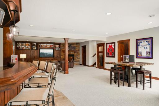 Lower level family room and wet bar. Plenty of room for a pool table, game table, or air hockey table.