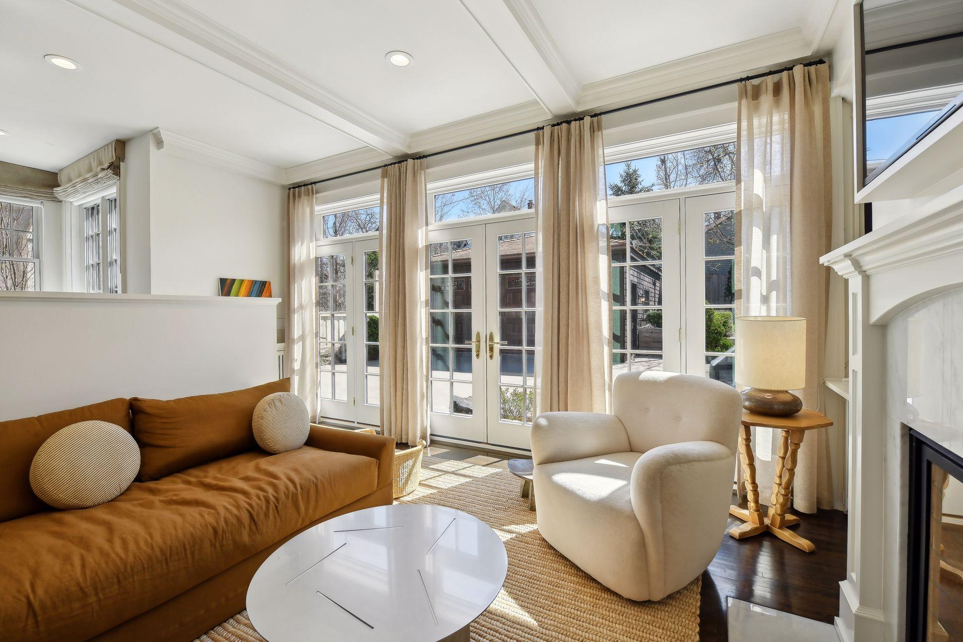 French doors to courtyard