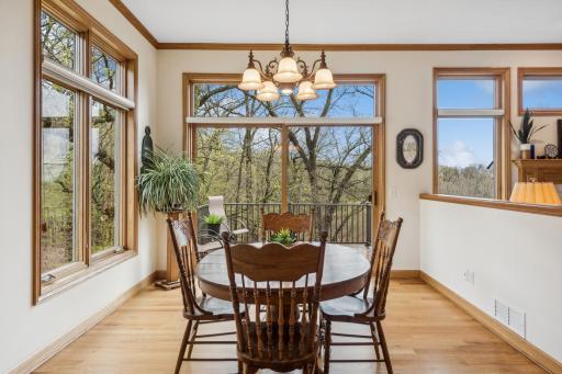 The views from this dining room are stellar! This room also features XL Casement & Transom windows for added light. In love!