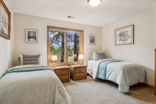 Great lower level bedroom that features solid oak millwork, including another solid, six-panel oak door. This room also has this plush & neutral carpet.