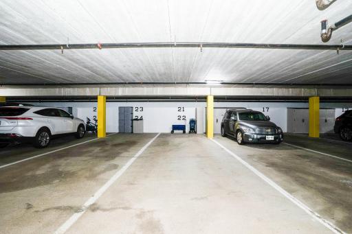 Underground heated tandem parking spaces for the unit