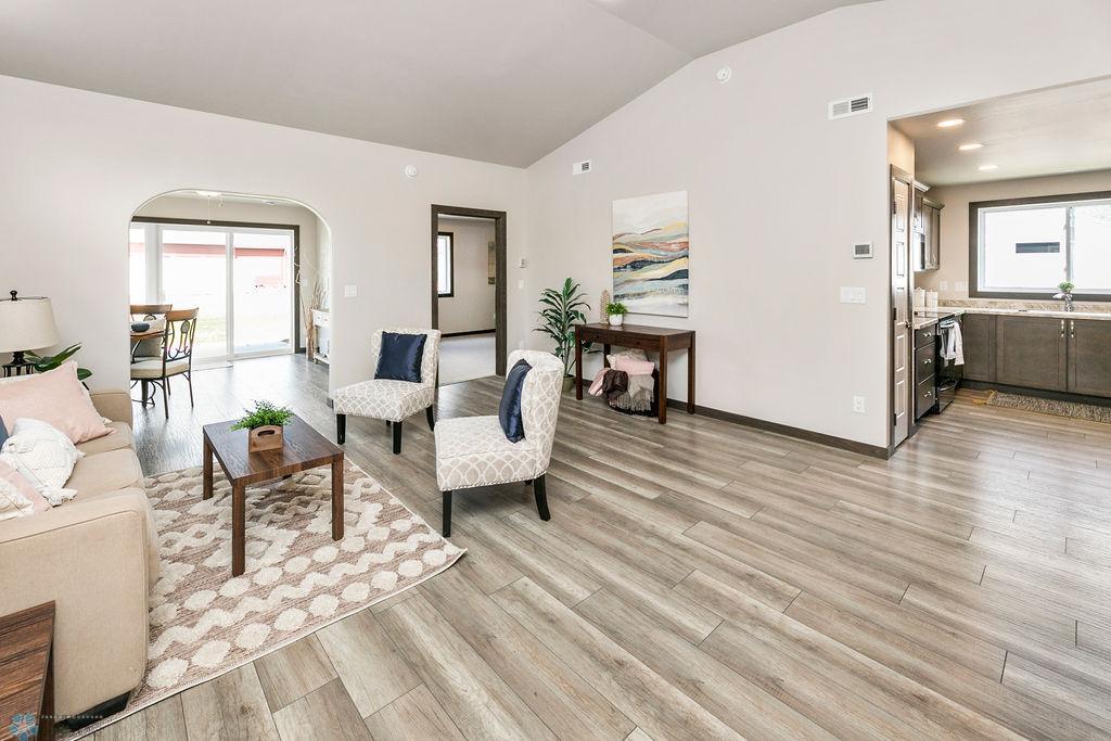 Open layout with vaulted ceilings