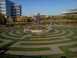 The 10 foot stainless steel sculpture sits in the middle of the maze in the northeast part of Centennial Lakes Park