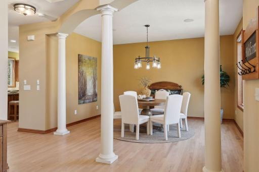 Sumptuous formal dining boasts freshly refinished tongue and grooved hardwood flooring. The matte finish and light color nature provides is also right on trend!