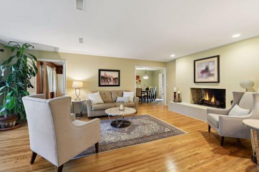Large living room with gorgeous hardwood floors