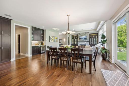 Nice built in with beverage fridge and cabinetry storage.