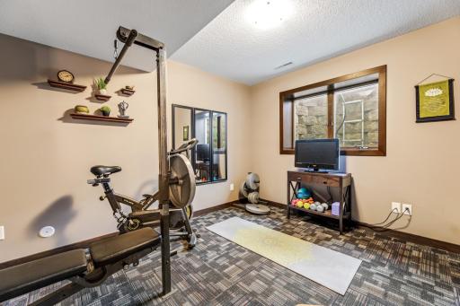 A workout space in the lower level, allowing you to balance work and play seamlessly.