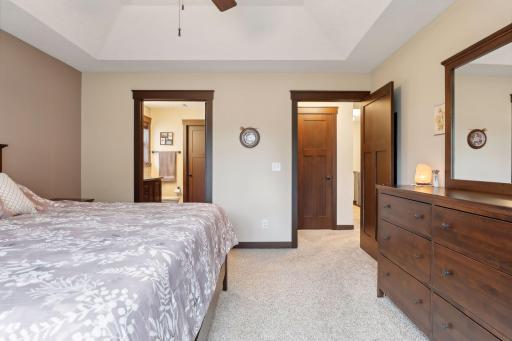 Primary suite with private bath and walk in closet.