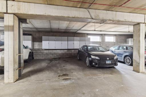 Two parking spaces in the underground heated garage.