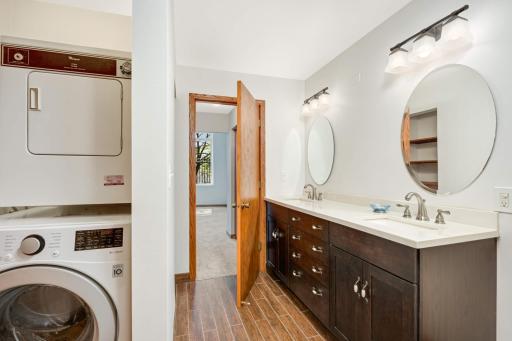Bath has Double Vanity and In Unit Laundry