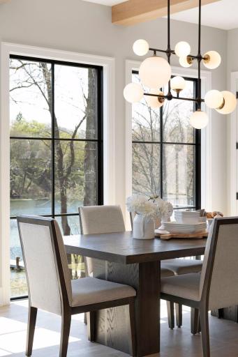 Light filled dining space with lake views.