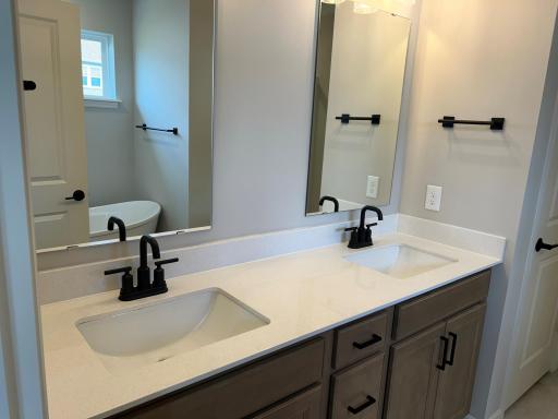 Owner's vanity with dual sinks and quartz countertops