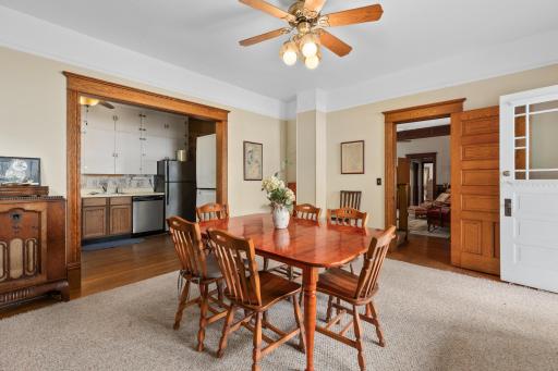 Dining room opens to kitchen and living room