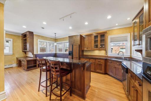 Contemporary Kitchen features center isle for informal dining and entertaining