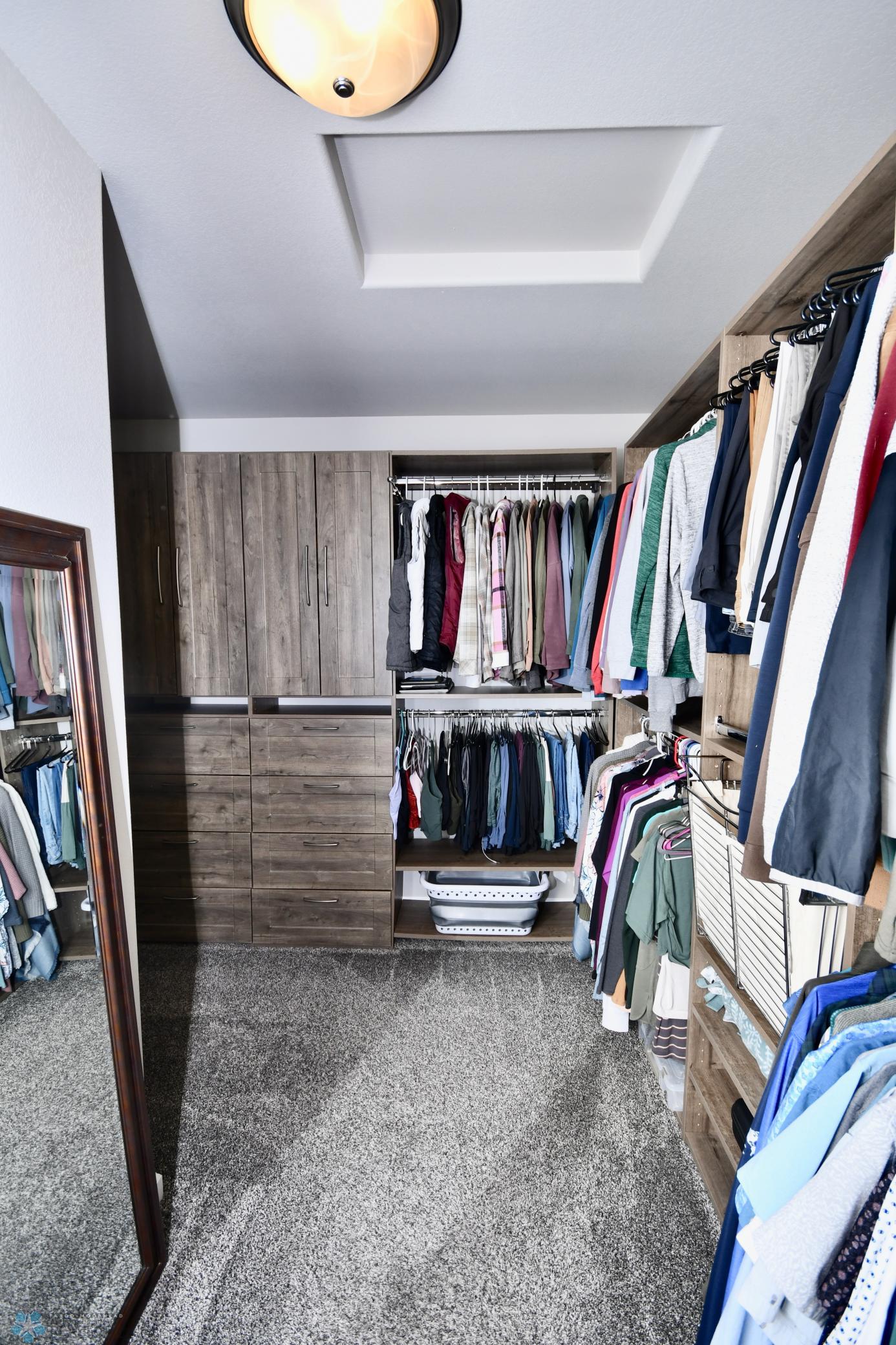Primary closet with custom shelving