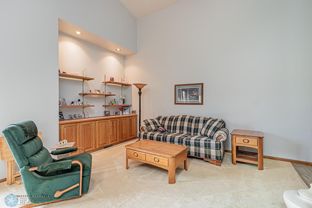 Living Room with built in cabinets