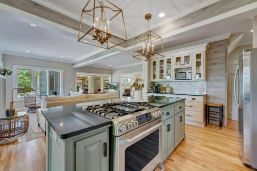 Open Concept with space for Coffee & Entertaining Beverage Area or additional appliances with beautiful view of gathering spaces