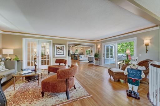 Beautiful French Doors into Dining Room and Sliding French Doors to access the Back Deck
