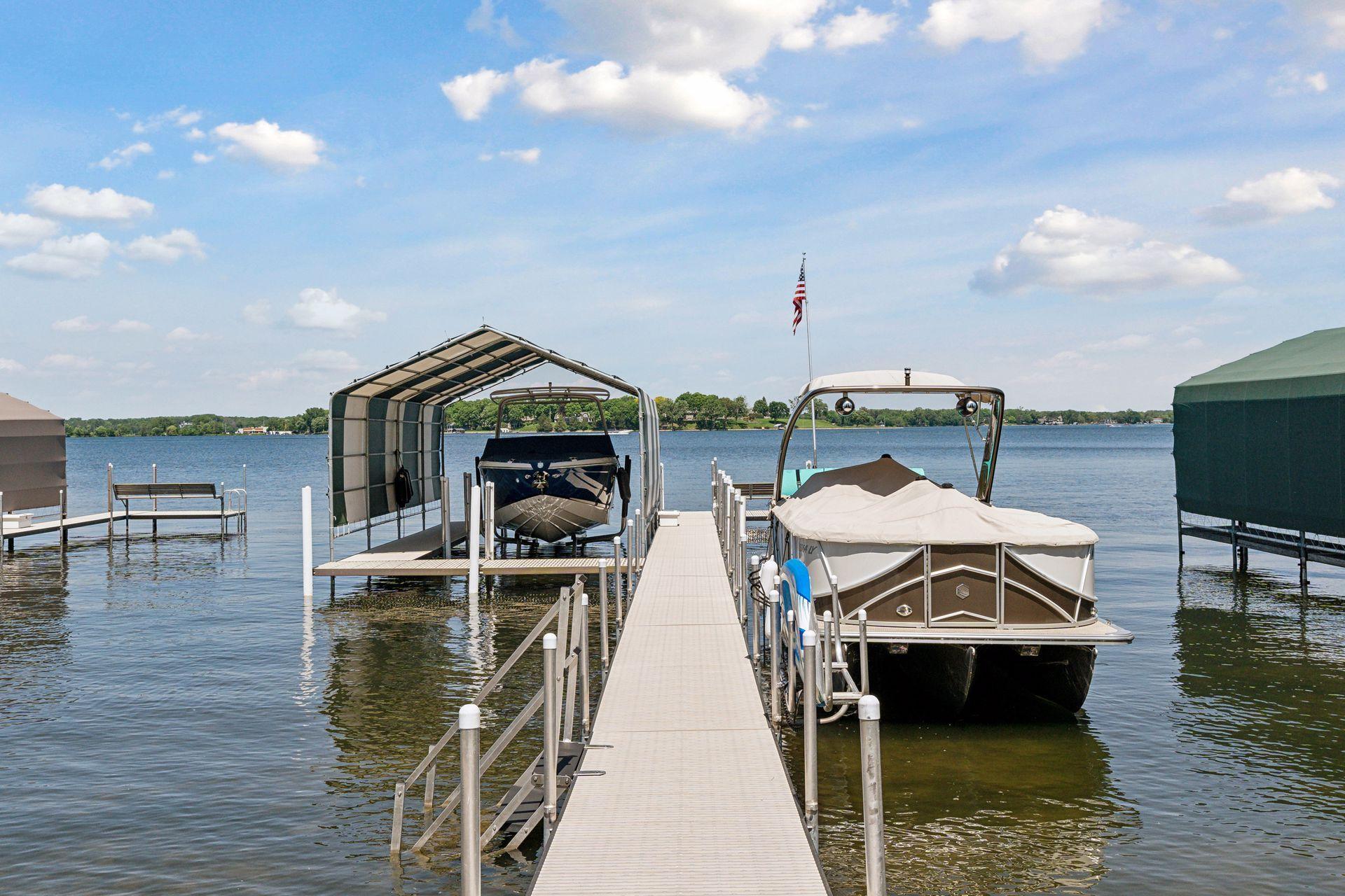 beautiful shore, sandy beach, dock and canopy are included