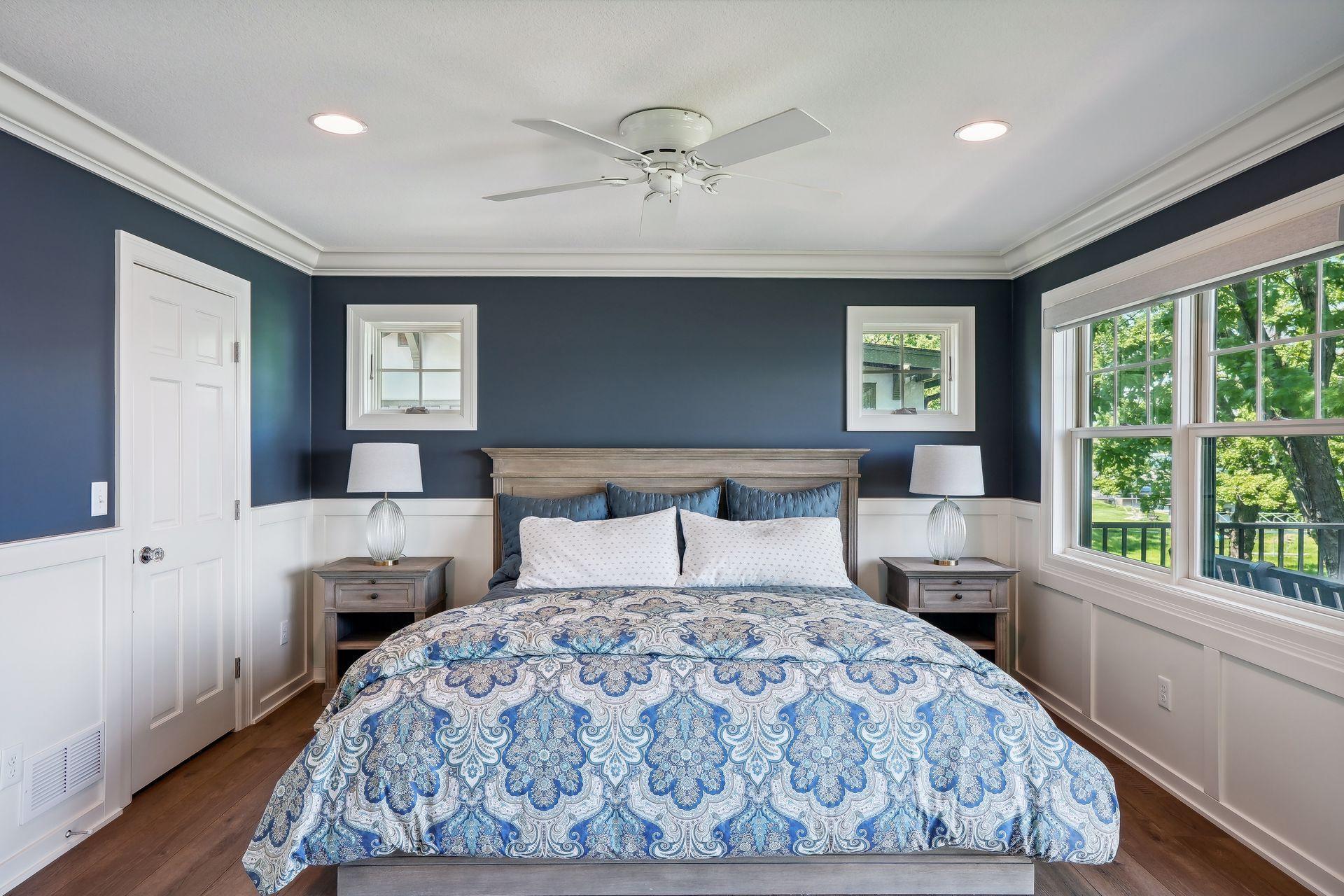 large primary suite with deck