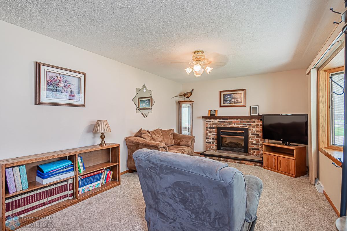 Living room from front entry - electric fireplace