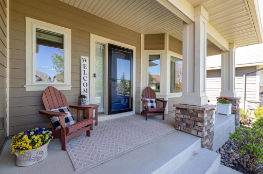 Comfortable front porch is not only aesthetically appealing but a comfortable place to be