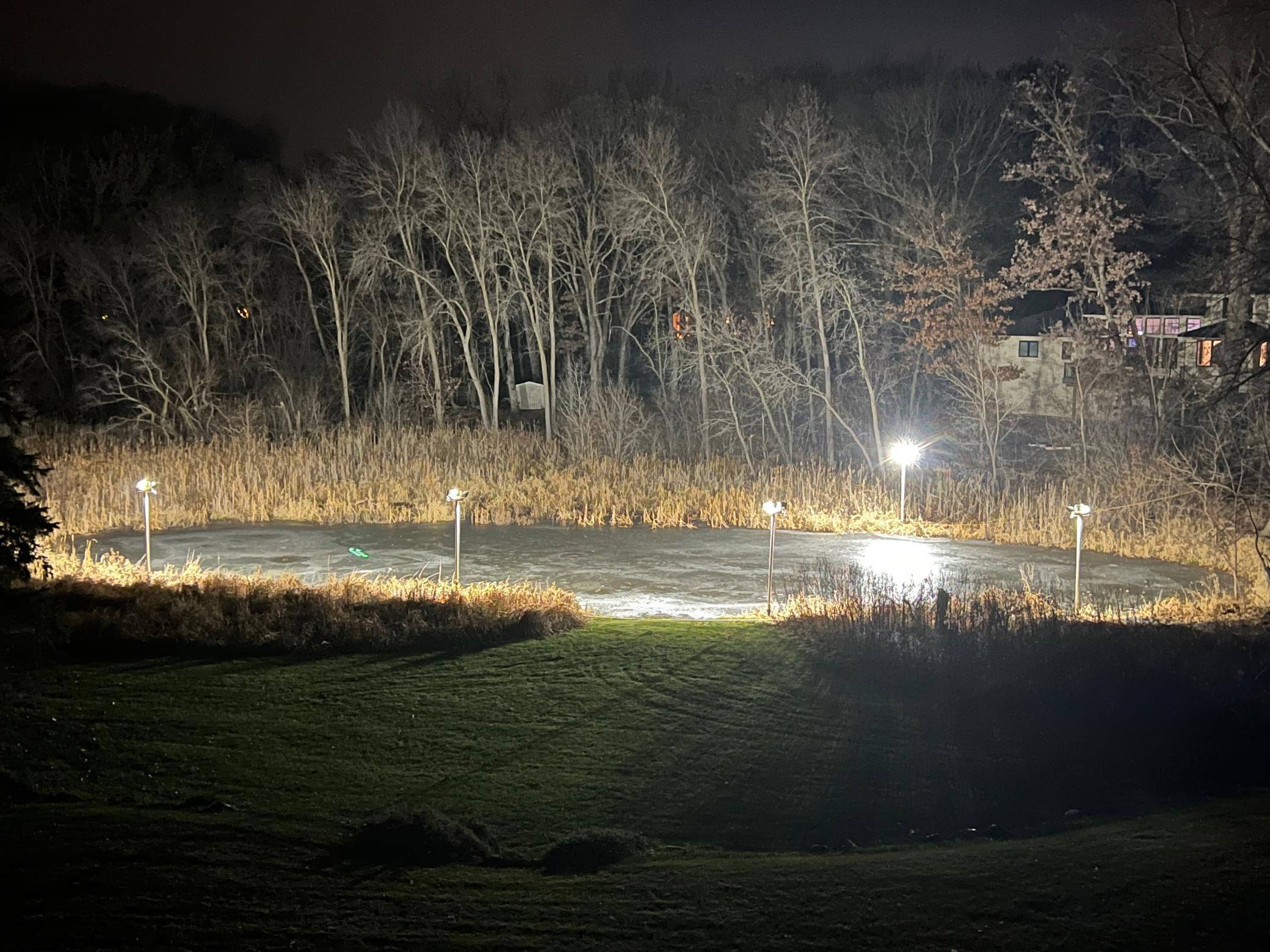 Ice skating in the winter with full electrical power and lights right out your back door!