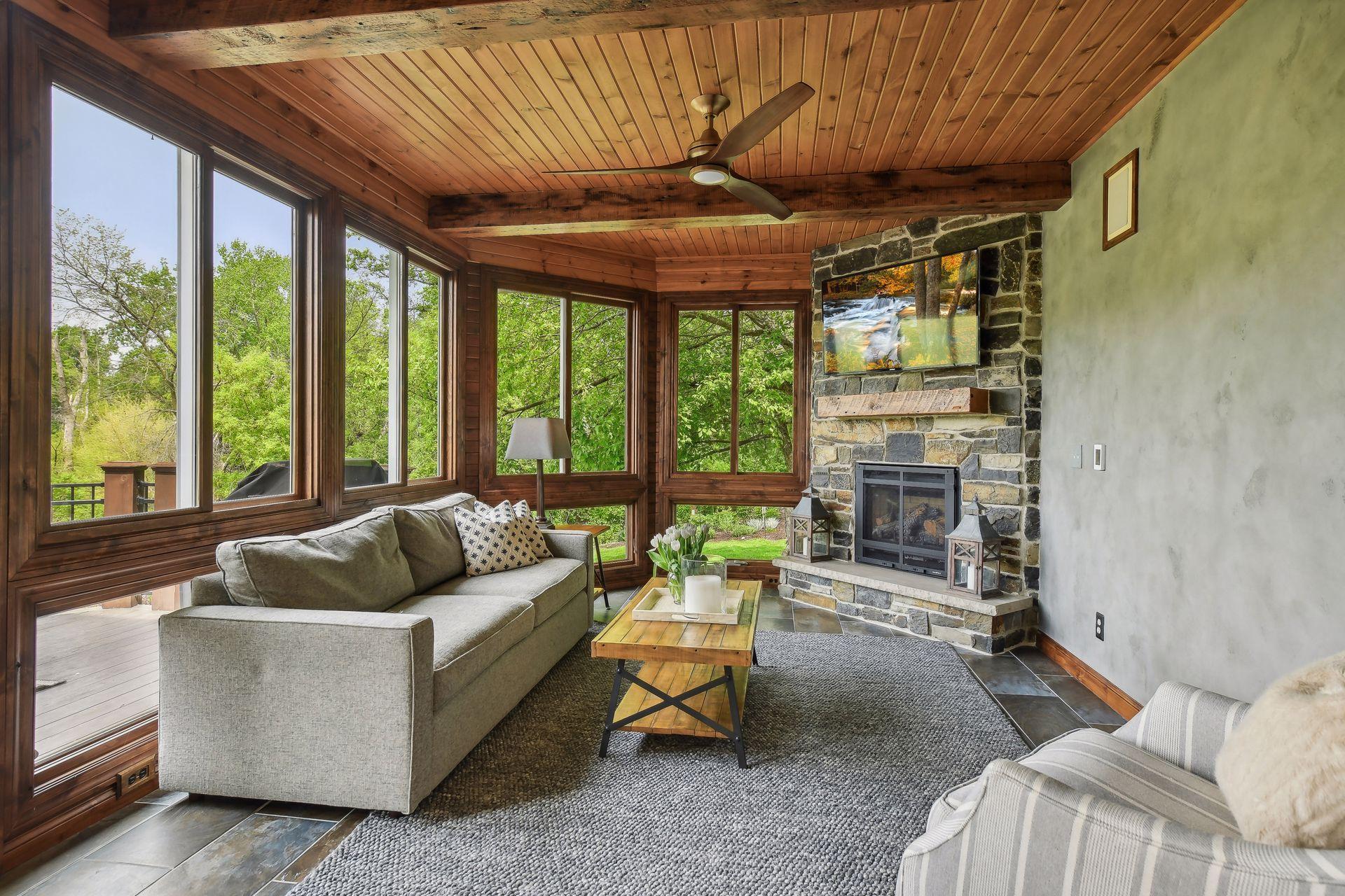 Den/sitting room with fireplace