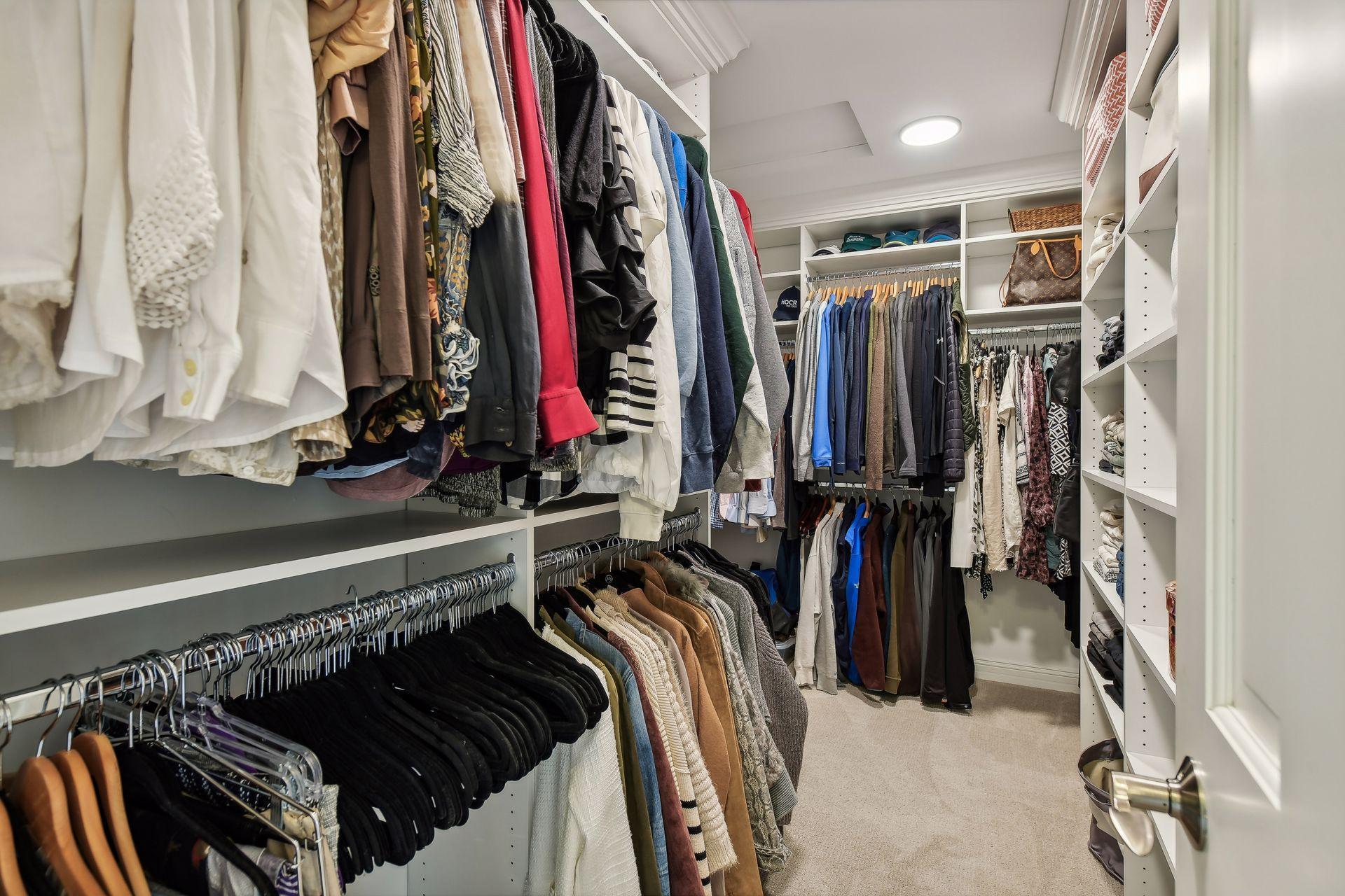 Walk-in closet in master bedroom
