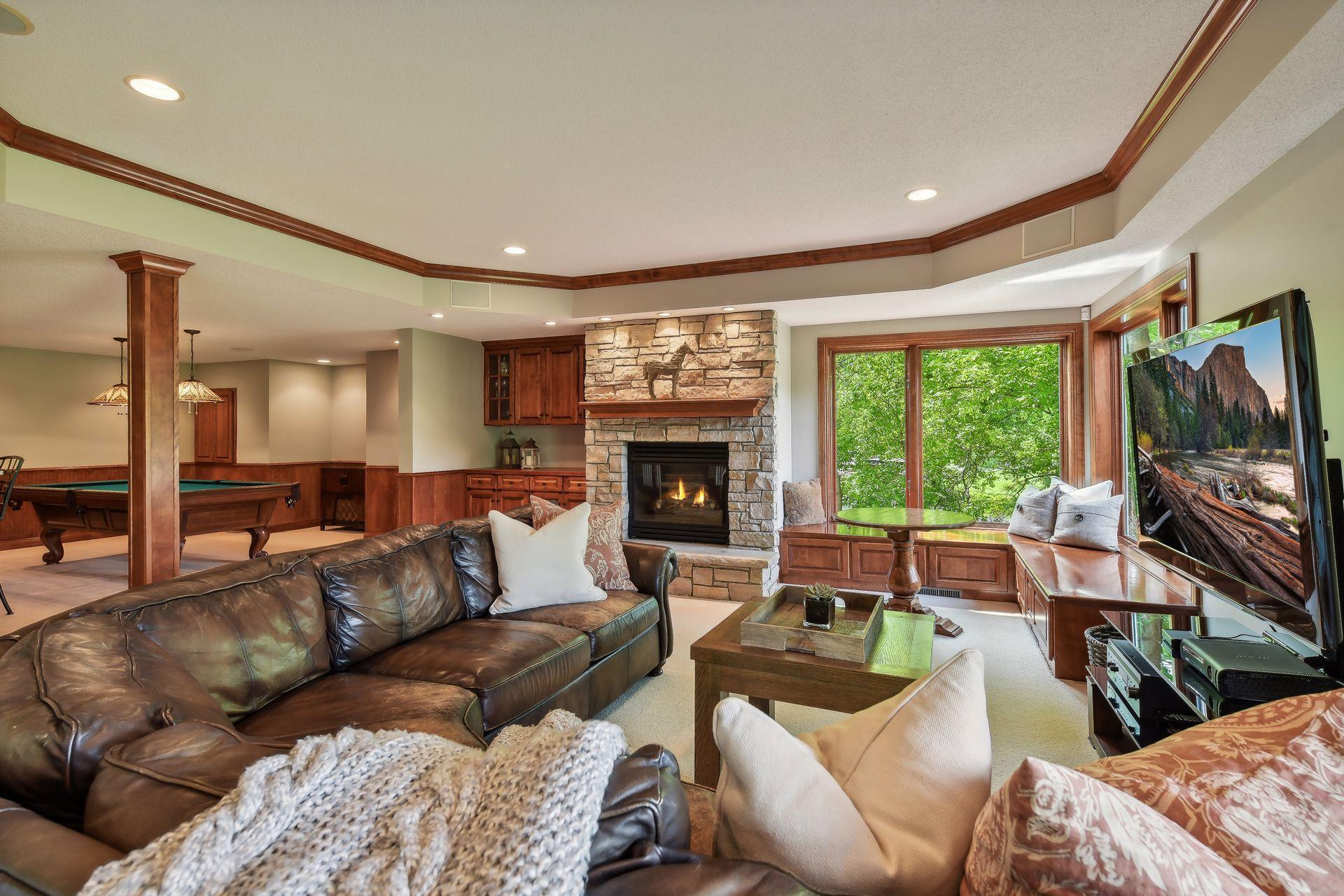 Family room with fireplace