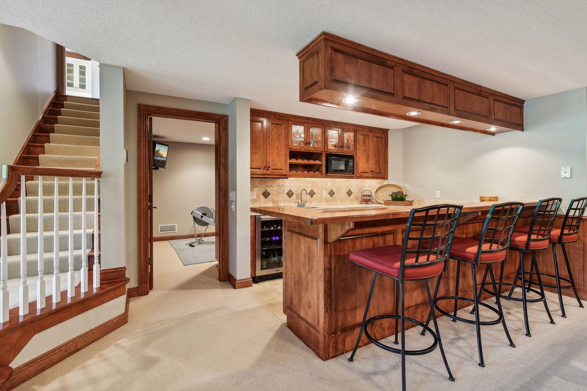 Wet bar in lower level