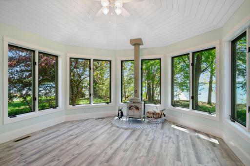 This home was built to enjoy commanding lake views from most rooms....& they do! Note the unique vaulted & angled ceiling.