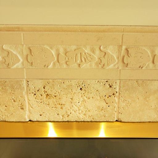 Whimsical details adorn the fireplace surround