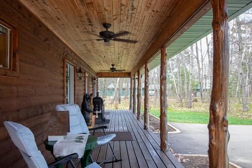 Fantastic 48x8 covered front deck includes ceiling fans and v-groove rough cut pine wrap. A great place to relax and enjoy the outdoors!