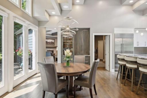 Eat-in kitchen with patio door to the deck