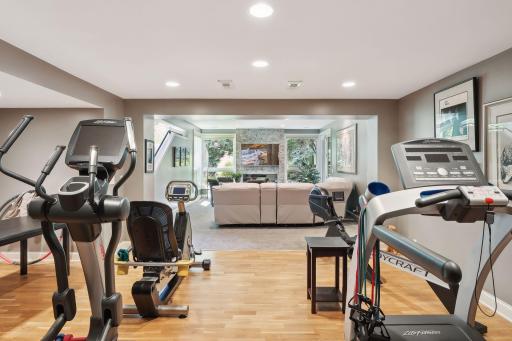 Workout while looking out the large expas