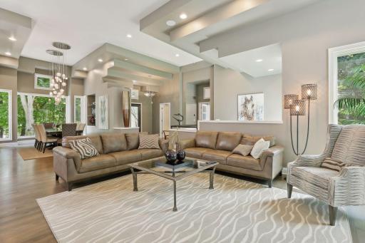 Spacious living room with architectural details