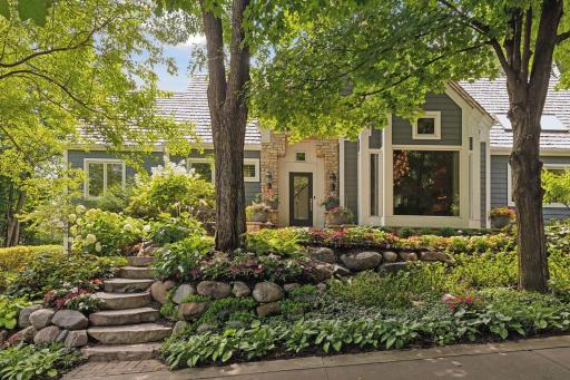 Gorgeous landscaping greets you at the front door