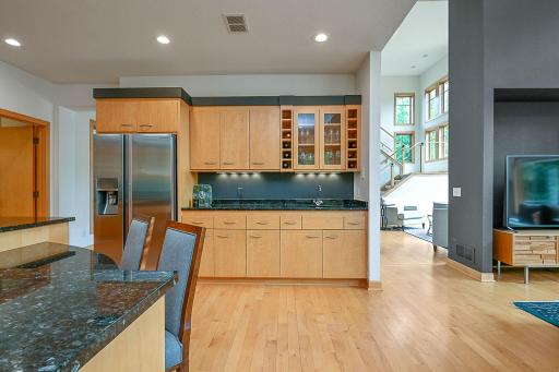 Maple cabinets can lean contemporary or mid century modern
