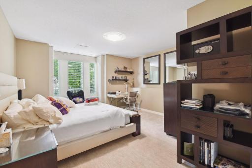 Large lower level bedroom with reading nook