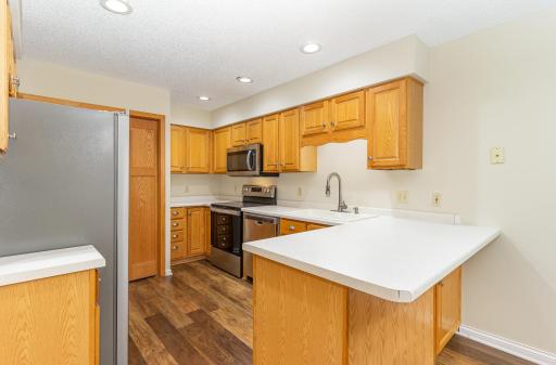 Kitchen with brand new stainless steel appliances