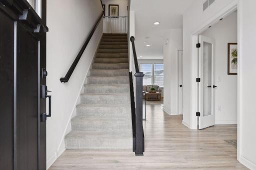 Head right up stairs from the entry to your home but also allowing for numerous guests to arrive at once