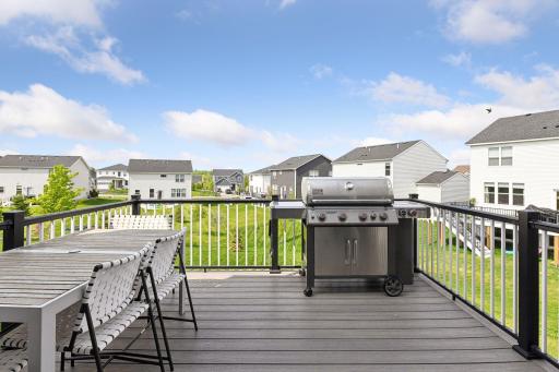 The large deck is perfect for grilling and enjoy dinner