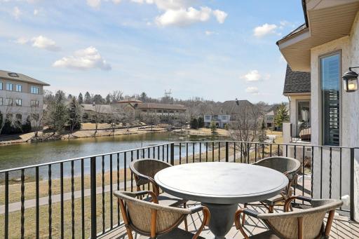 Patio overlooking the pond and walking trails